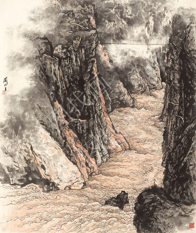 近现代 关山月 龙羊峡全图 130x150cm